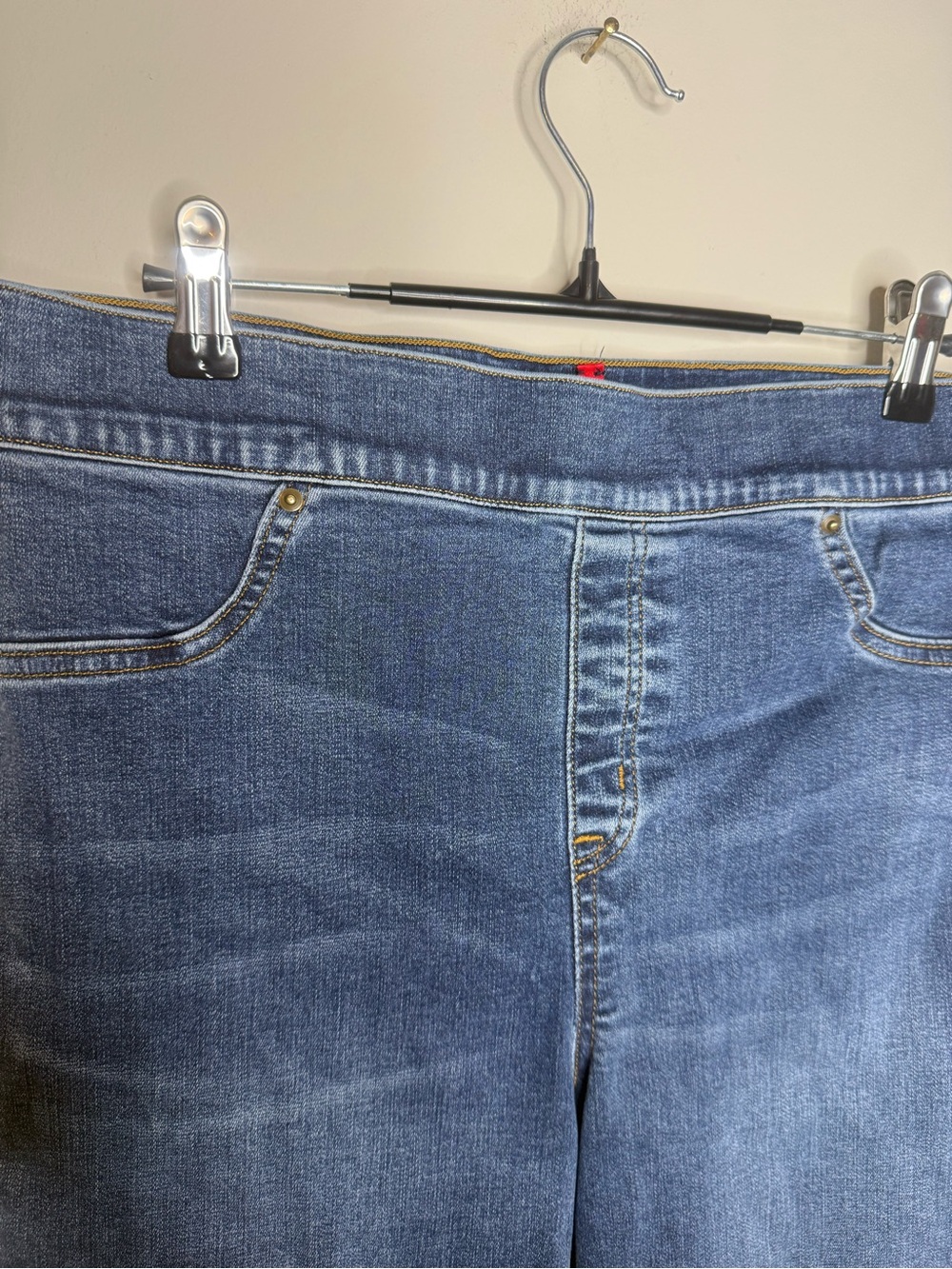 Spanx Women's Two-Tone Blue Crop Flare Jeans - Picture 4 of 7